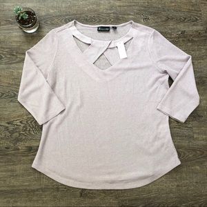 New York & Company Shimmer Cross Neck Sweater